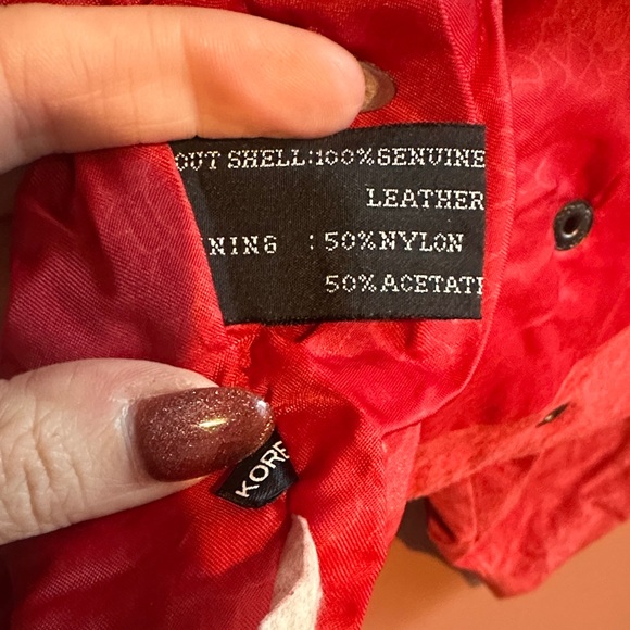 Vintage Pelle Red Leather Jacket 100% leather with Fringe - Picture 6 of 9